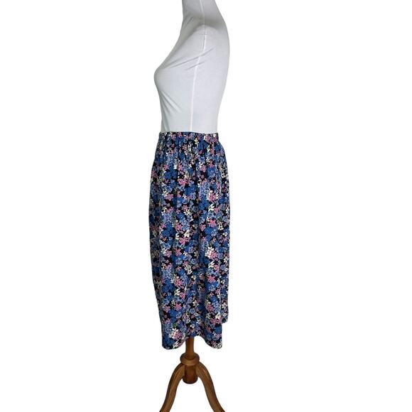 Vintage 1980s FR Sport Rayon Blend Floral Midi Skirt LArge - Picture 4 of 8